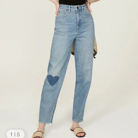 LEE High Rise Stella Tapered Jean with embroidered HEART PATCH - Picture 1 of 10